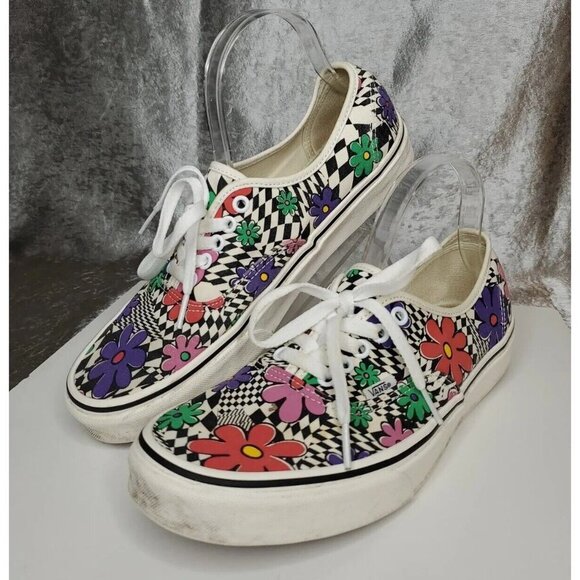 Vans Other - Vans Authentic Printed Floral/Check Men's Classic Skate Shoes Size 10 red green